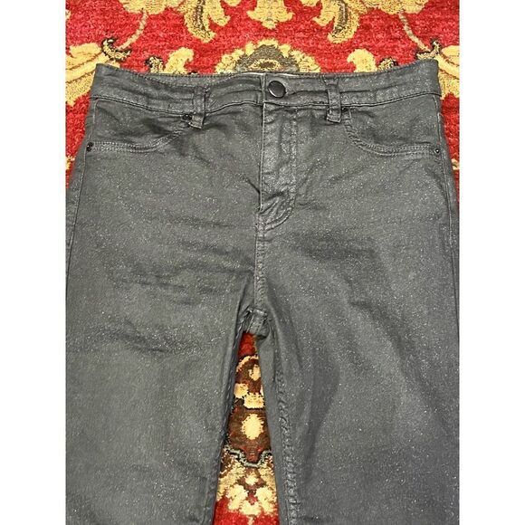 Free People Black Glitter Skinny Jeans Size 26 - Picture 2 of 4